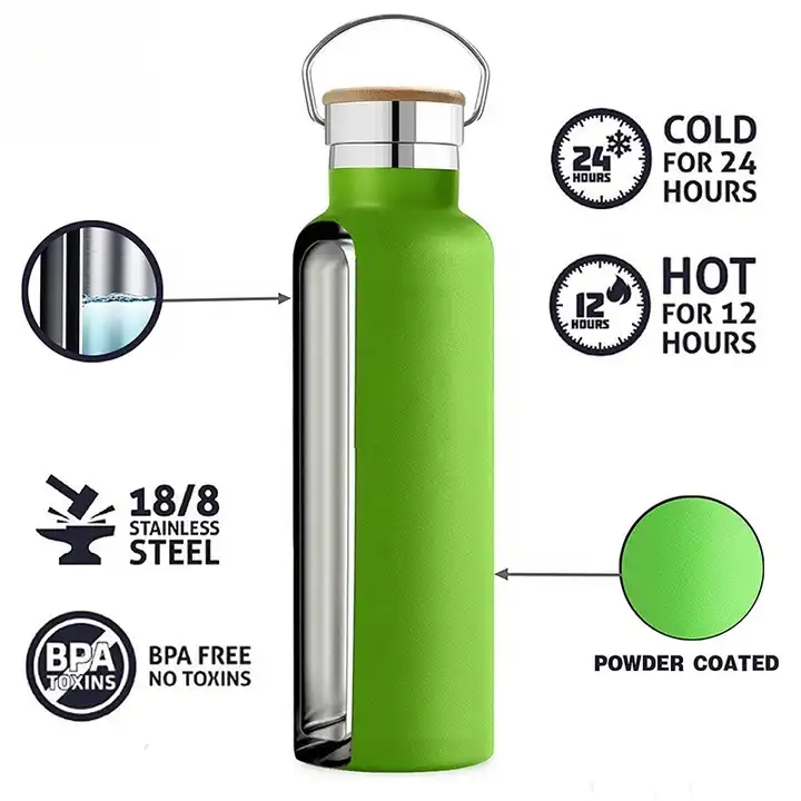 High Quality Black Sports Metal Bicycle Bottle with Custom Logo 750ml Double Wall Stainless Steel Vacuum Insulated Water BottleXR-36