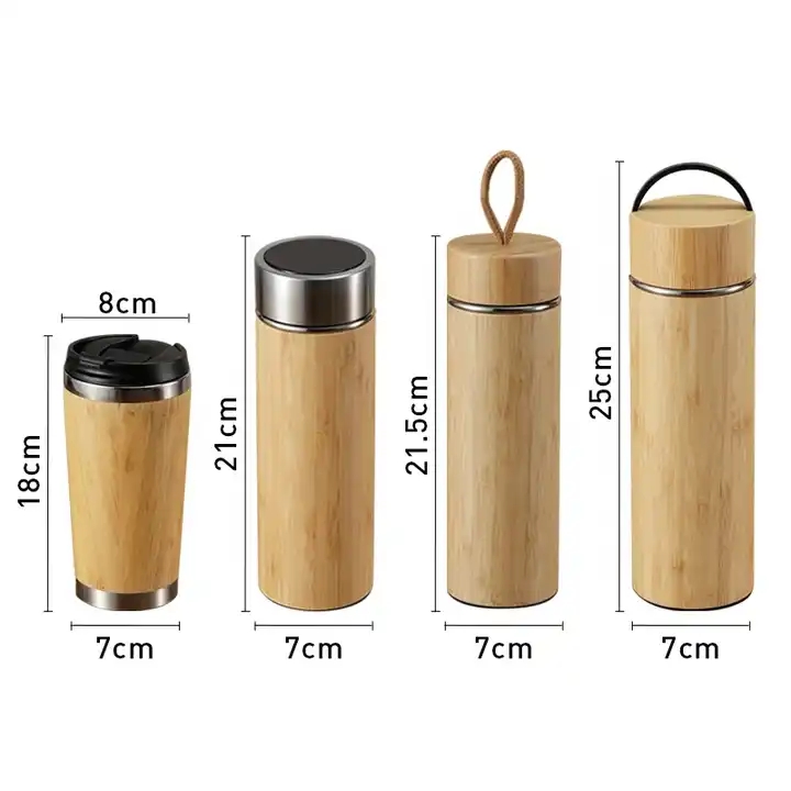 customize water bottle double wall coffee mug vacuum thermos stainless steel tumbler cups with bamboo XR-44