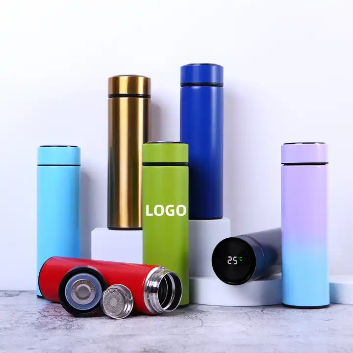 Customized 304 Stainless Steel Thermos Bottle Portable Double Wall Sealed Vacuum Flasks Led Digital Display Smart Water Bottle KW-17