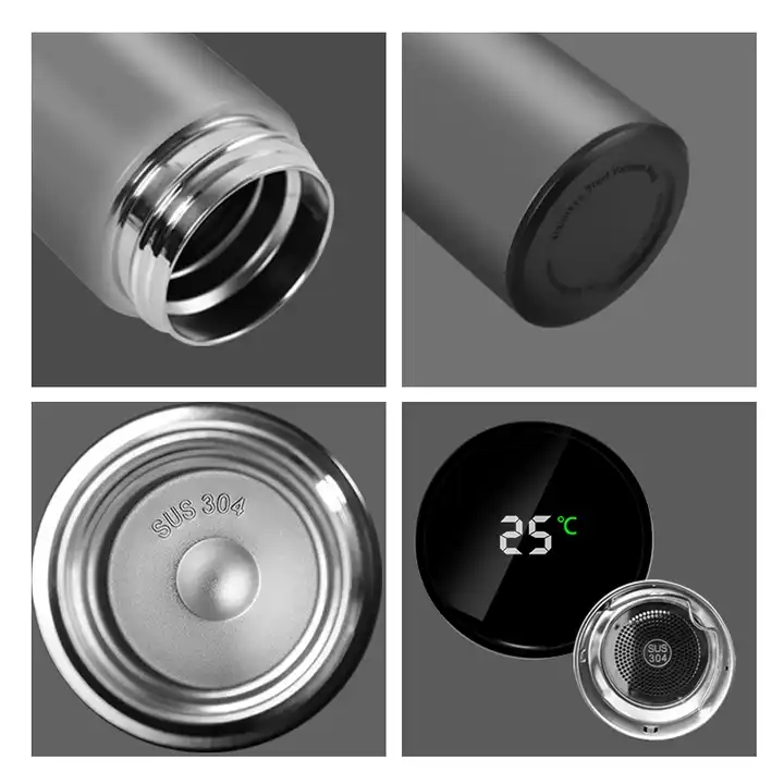 Customized 304 Stainless Steel Thermos Bottle Portable Double Wall Sealed Vacuum Flasks Led Digital Display Smart Water Bottle KW-17