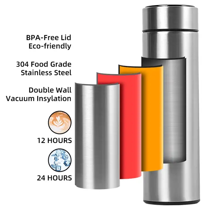 Customized 304 Stainless Steel Thermos Bottle Portable Double Wall Sealed Vacuum Flasks Led Digital Display Smart Water Bottle KW-17