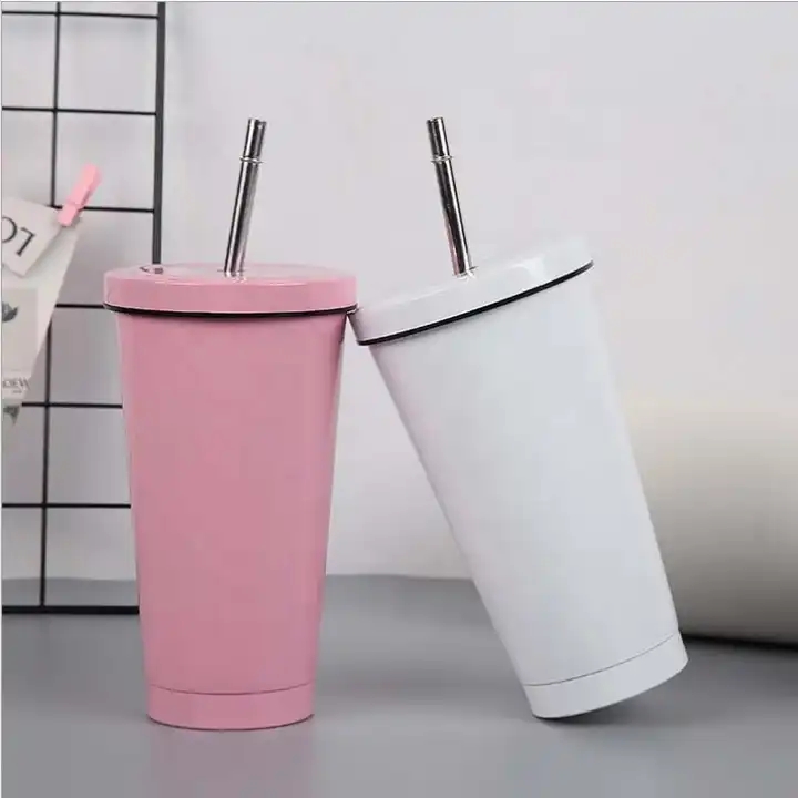 17oz metal matte black stainless steal tumbler cup insulated straw tumbler cup stainless steel straw tumbler mug with lid straw MK-28