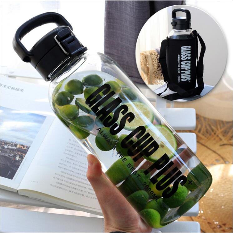 Hot Selling 1000ml large capacity Borosilicate Glass Leak proof Sports Shaker Water Bottle with tea infuser 1000ml BF27