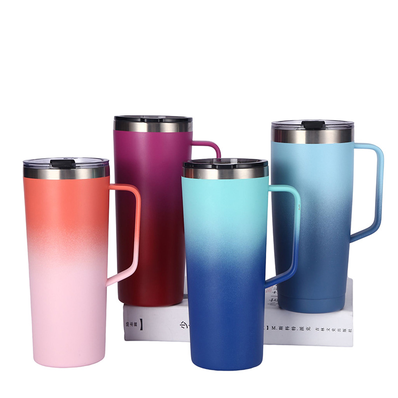 New household 304 stainless steel thermos cup with handle beer cup outdoor gradient color large capacity water cup customized HC-52