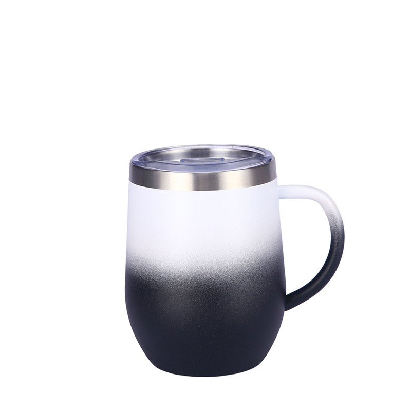 New household stainless steel thermos cup 12oz with handle Egg cup Mini pot belly cup two-color water cup custom HC-46