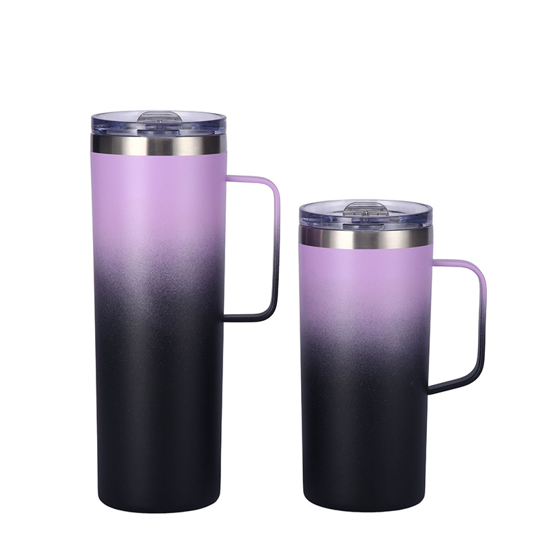 304 stainless steel vacuum cup 20oz car handle Car Cup Gradient color large capacity water cup custom HC-46