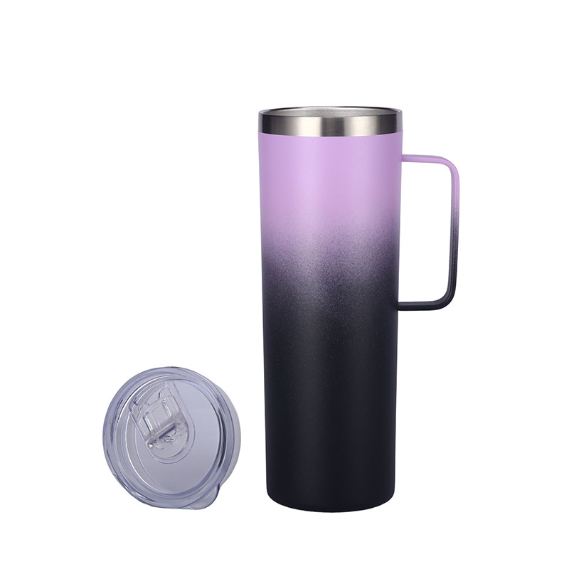 304 stainless steel vacuum cup 20oz car handle Car Cup Gradient color large capacity water cup custom HC-46