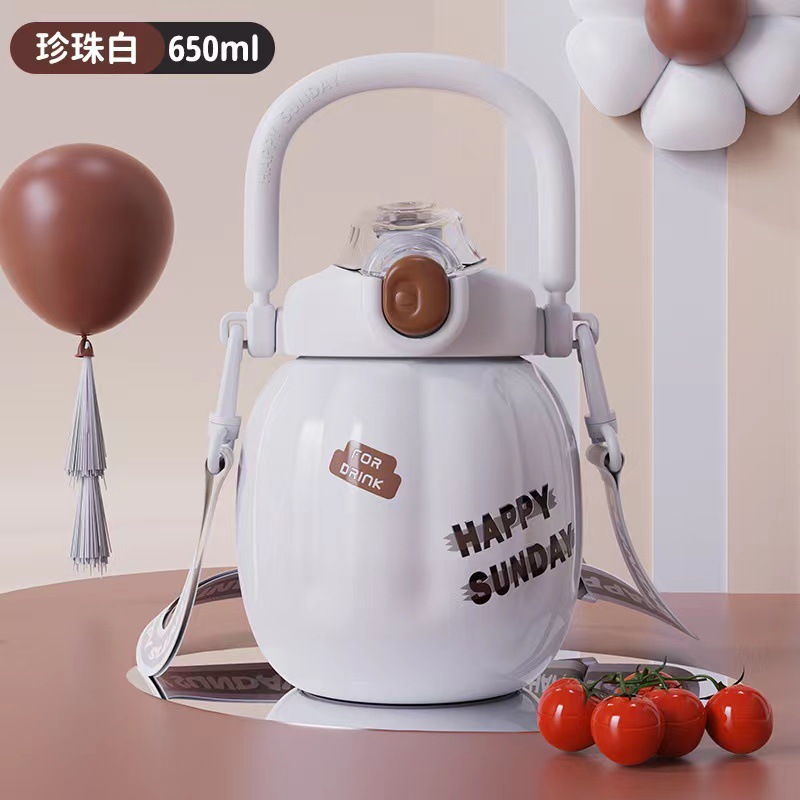 Anak-anak Kettle 316 Pumpkin Insulation Steel Cup Pumpkin Cute with Handle Portable Male and Female Student Carved LOGO YS-56