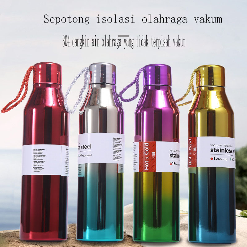 Botol Anggur Merah Baru Berwarna Boleh Dibawa Di luar Mobil Sport Piala Air Garis Stainless Steel Vacuum Insulation Cup XR-54