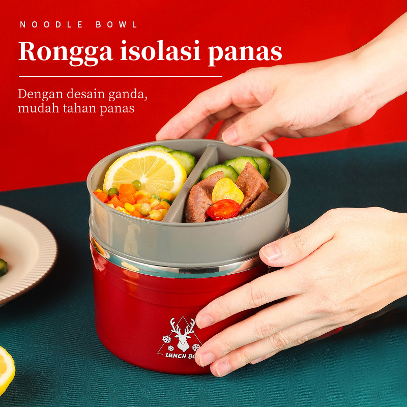 Stainless steel double breast breast bowl of food food bar bagi siswa untuk makan siang JZ-28