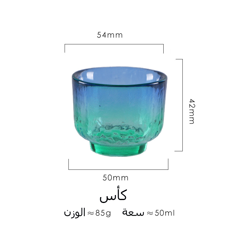 مجموعة كؤوس شرابية زجاجية ملونة من طراز YM-9/104.