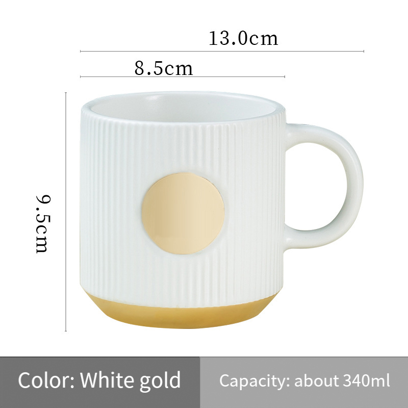 Ceramic mug custom LOGO senior stripe copper seal to map DIY office coffee  Gift box set RQ-21.6