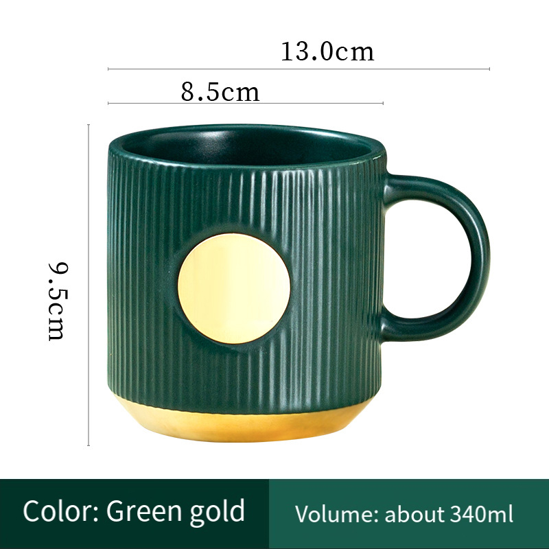 Ceramic mug custom LOGO senior stripe copper seal to map DIY office coffee  Gift box set RQ-21.6