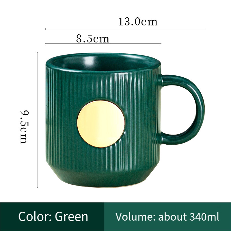 Ceramic mug custom LOGO senior stripe copper seal to map DIY office coffee  Gift box set RQ-21.6