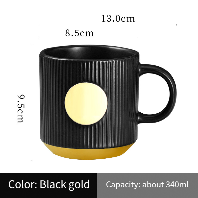 Ceramic mug custom LOGO senior stripe copper seal to map DIY office coffee  Gift box set RQ-21.6