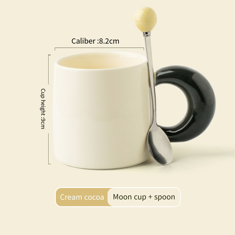 Color contrast Moon Cup Big ears handle Internet celebrity Chubby Mark cup cute ceramic coffee cup gift  Custom cup HL-19.6