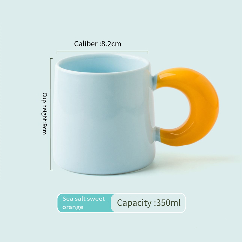 Color contrast Moon Cup Big ears handle Internet celebrity Chubby Mark cup cute ceramic coffee cup gift  Custom cup HL-19.6