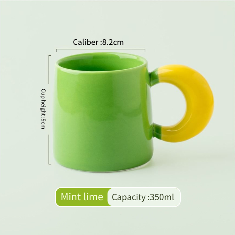 Color contrast Moon Cup Big ears handle Internet celebrity Chubby Mark cup cute ceramic coffee cup gift  Custom cup HL-19.6