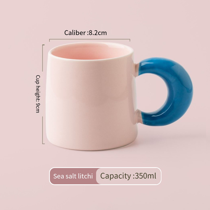 Color contrast Moon Cup Big ears handle Internet celebrity Chubby Mark cup cute ceramic coffee cup gift  Custom cup HL-19.6