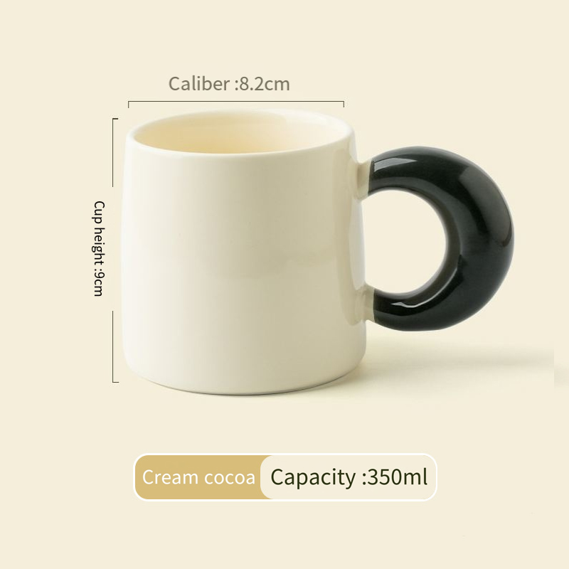 Color contrast Moon Cup Big ears handle Internet celebrity Chubby Mark cup cute ceramic coffee cup gift  Custom cup HL-19.6