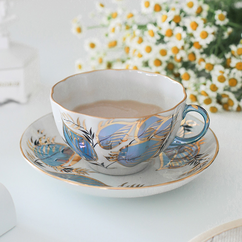 Light luxury pastoral tea set Moonlight series coffee cup saucer palace style porcelain tea cup saucer teapot two-piece set BS-1120