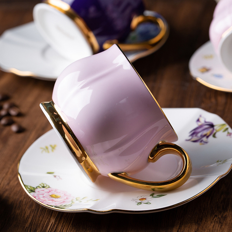 Italian bone China coffee cup exquisite couple cup 200ml cup saucer coffee set Italian hand tea cup wholesale BS-240